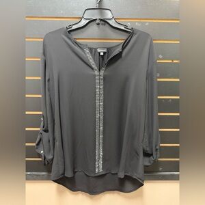 Buckle Black Rhinestone Embellished Blouse – Size L
